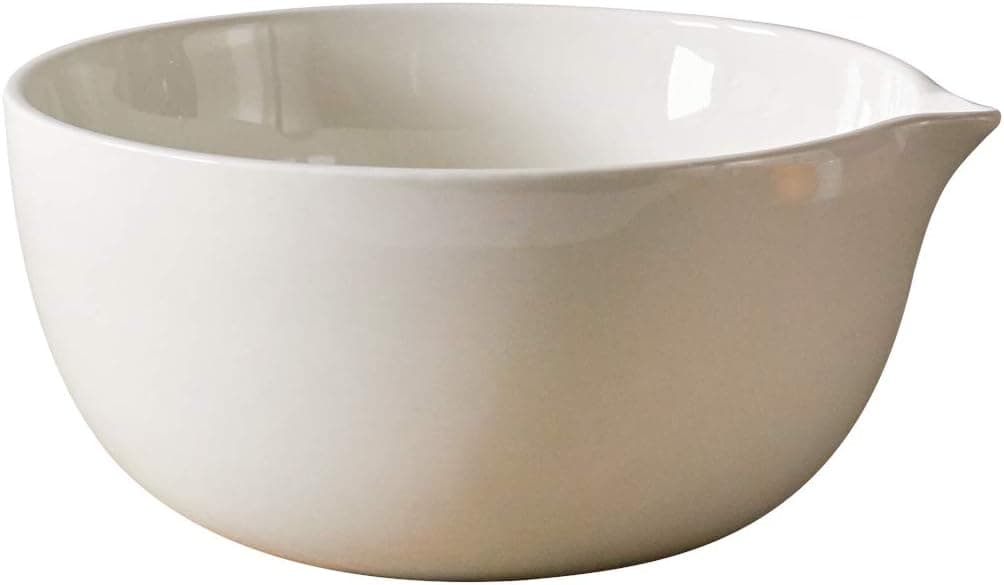 Ciroa Essentials Mixing Bowl with Spout 3 Quart Large Size White Ceramic