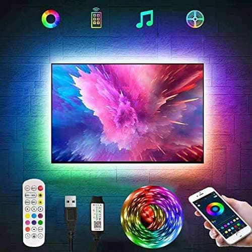 RGB LED Strip Lights Tv Led Backlight for 40-60 inch Tv bluetooth App Control Sync to Music, USB Bias Lighting Tv Led Lights Kit with Remote - RGB 5050 LEDs Color Lights for Room Bedroom (6.5ft)