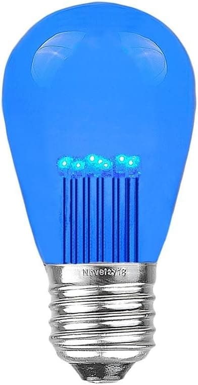 Novelty Lights 5 Pack LED S14 Outdoor Patio Edison Replacement Bulbs, Blue, E26 Medium Base, 1 Watt