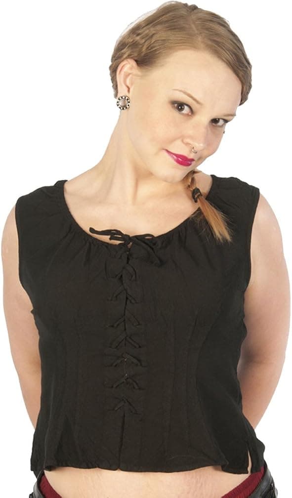 Dress Like A Pirate Ecuadorian Cotton Poppet Top SCA Renaissance Crop Top (Small, Black)