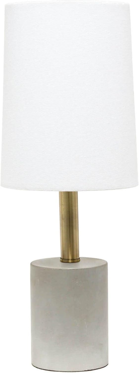 Alltherages Lalia Home Modern Antique Brass Concrete Table Lamp with Linen Shade - White