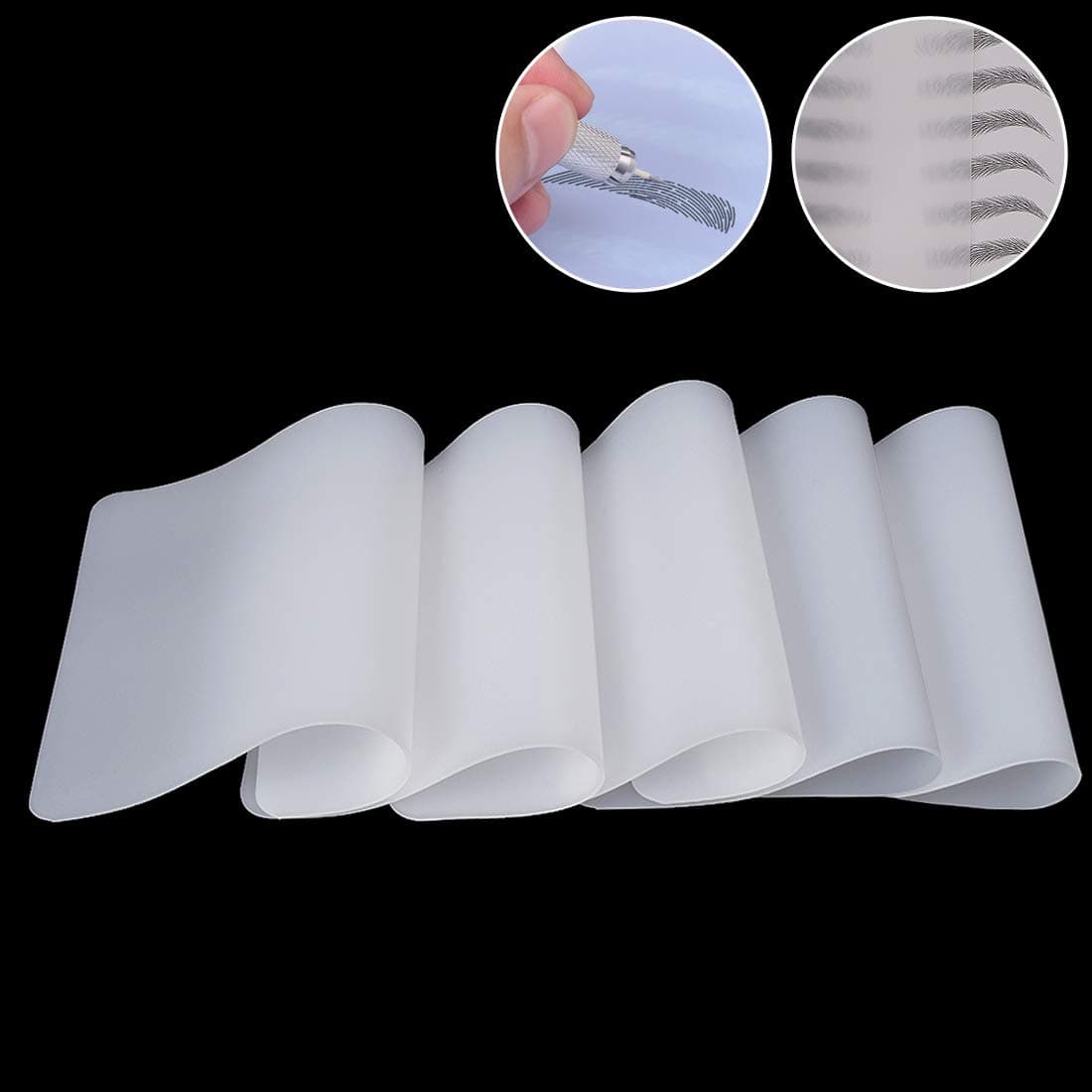 Blank Tattoo Practice Skins 5 Sheets Clear Copyable Microblading Practice Skins Translucent Fake Skin 8X6”for Tattoo Artists and Beginners