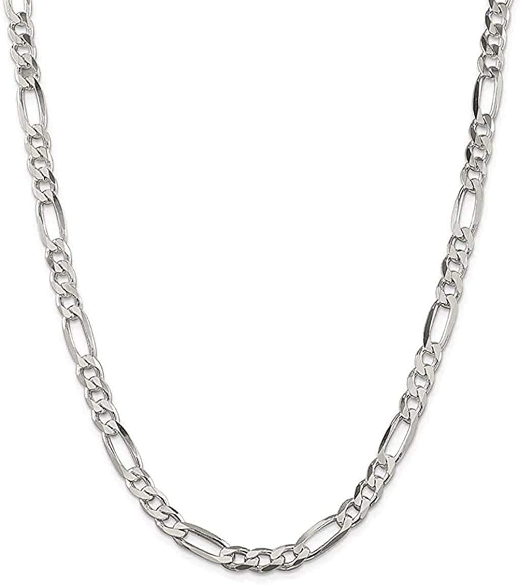 Savlano 925 Sterling Silver 5.5mm Italian Solid Figaro Link Chain Necklace Comes With a Gift Box for Men & Women - Made in Italy