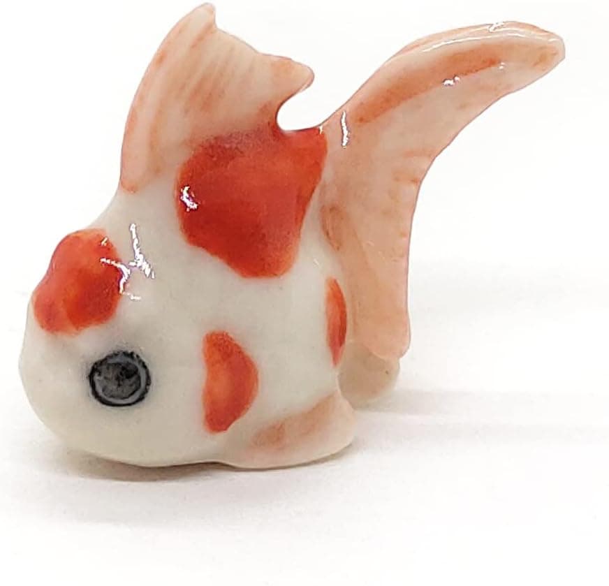 WitnyStore Very Small Ceramic ¾ Tall Goldfish Miniature Figurine Baby Gold Fish Tiny Animals Cute Porcelain Souvenir Collectibles Decor