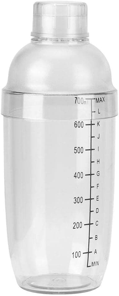 Fdit 24 oz Plastic Cocktail Shaker with Measurements Clear Drink Mixer Martini Shaker Kit Boston Shaker Professional Bartender Shakers Tool