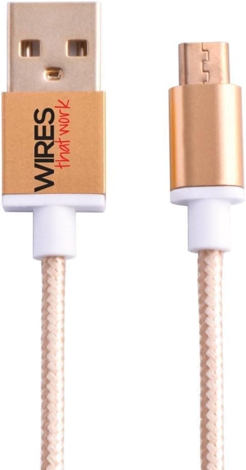 Wires That Work 4ft / 1.2m Nylon Braided Tangle-Free Micro USB Cable with Gold-Plated Connectors for Android, Samsung, HTC, Nokia, Sony and More (Copper)