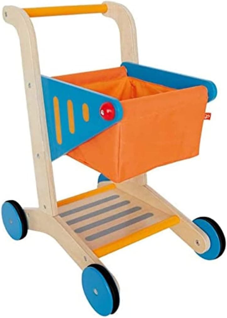Award Winning Hape Kid's Wooden Shopping Cart Multi, L: 16.9, W: 11.8, H: 19.8 inch