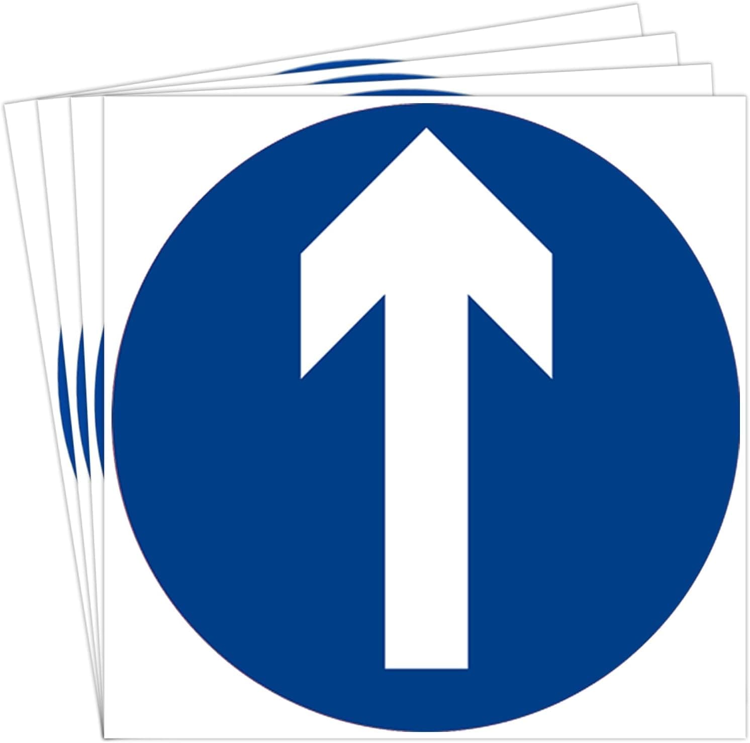 dealzEpic - Round Blue Enter Sign with White Arrow/Gate Machine Entry Symbol - Self Adhesive Peel and Stick Multi-Purpose Vinyl Decal - 3.94 inches in Diameter | Pack of 4 Pcs