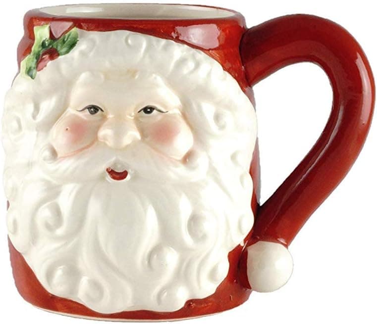 Holly Jolly Santa Claus Face Ceramic Holiday Coffee Mug