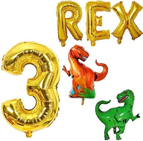 Huge 3 Rex Balloon Set Three Year Old Birthday Dinosaur Party Dinosaur Theme Decor 3 Year Old Celebration Dinosaur Party Balloon for Kids Birthday Party (2 pack01)