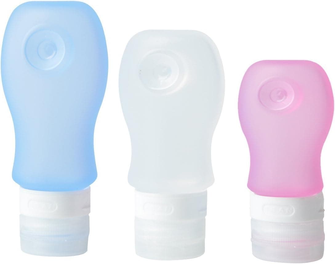 Attmu Silicone Travel Bottles, Toiletry Containers for Shampoo, Lotion, Assorted Sizes, Set of 3