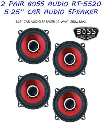 (2-PAIR) 4 Speakers Boss RT-5520 5.25-Inch 2-Way Coaxial 200-watt Car Stereo Audio Speakers Pair