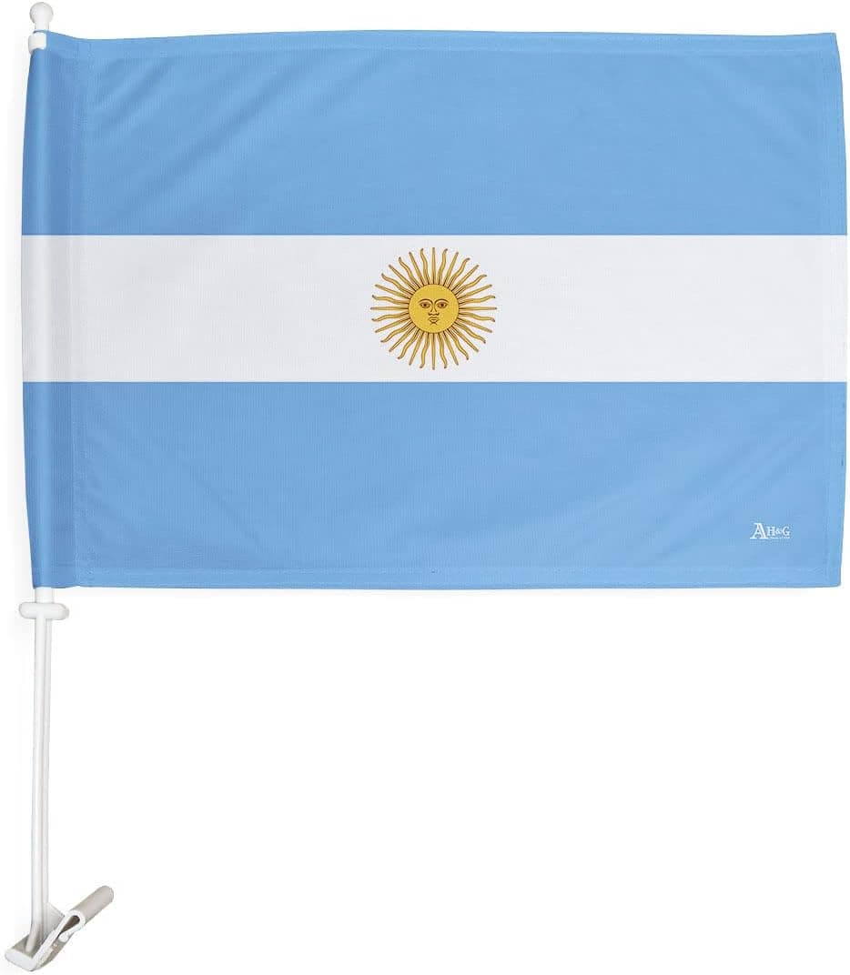 Argentina Flag World Cup 2022 Argentine Car Flag Bandera Para Carros De Auto Decorations Small Banner For Window Clip Pole Accessories FIFA Sports Fans Outdoor Flags Game Football Soccer Gifts Made In USA