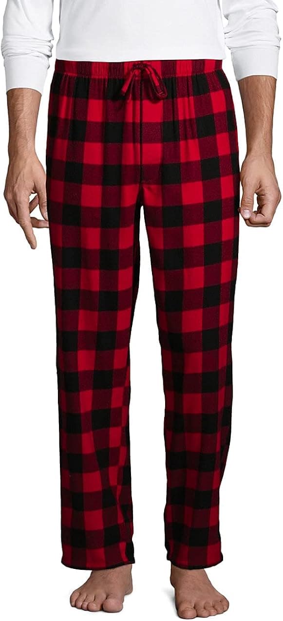 Lands' End Mens Flannel Pajama Pants Rich Red/Black Buffalo Check Regular Large