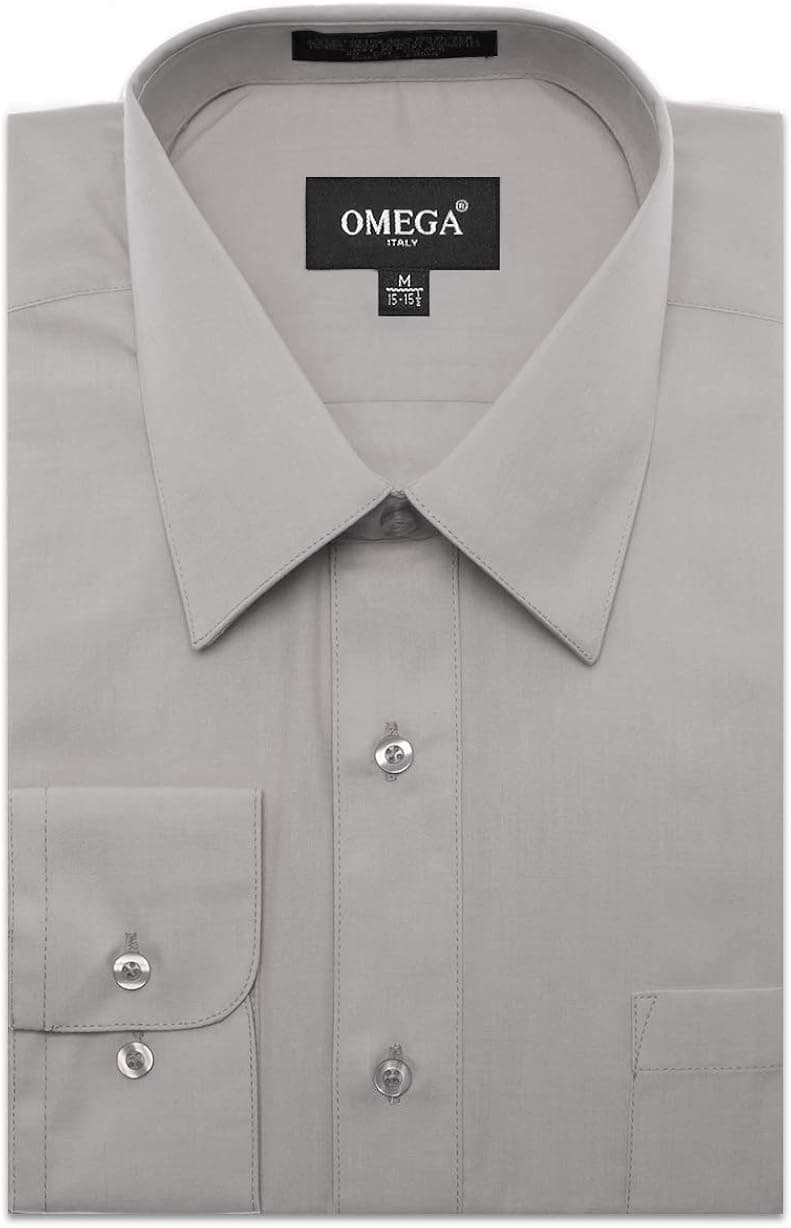 JC DISTRO Men's Regular Fit Dress Shirt w/Pocket 19-19.5 Neck-34/35Sleeve (3XL) LIGHTGREY