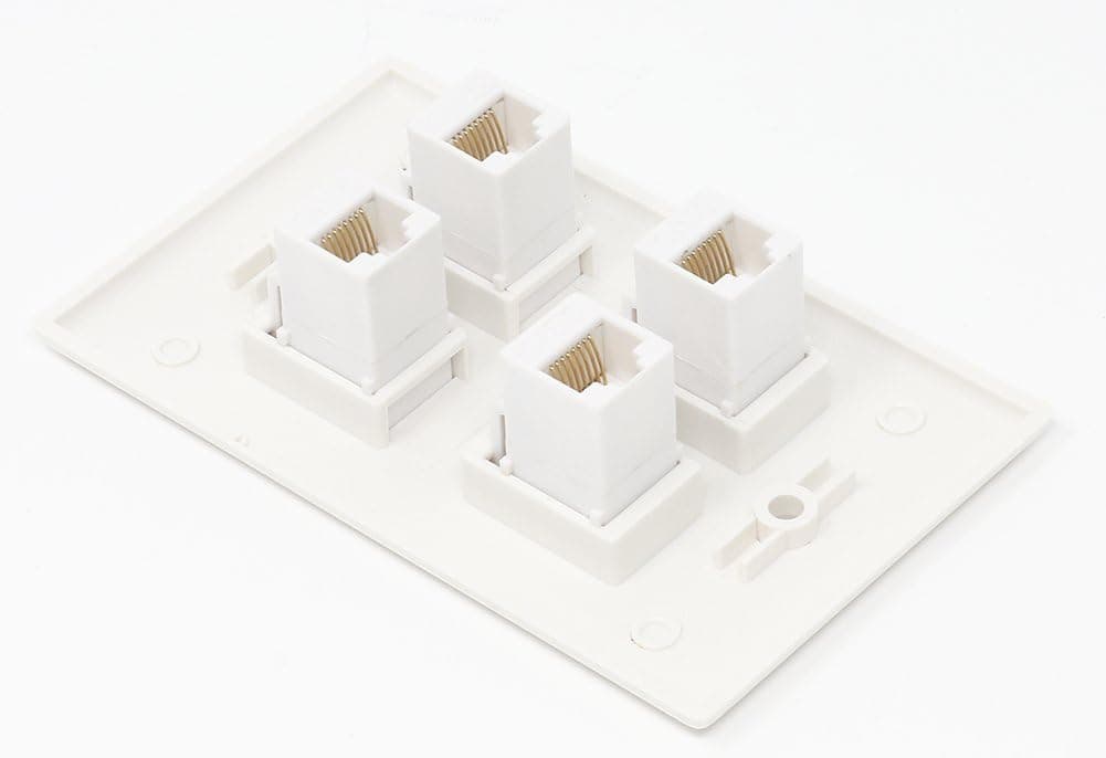 RiteAV - 4 Port Cat6 Ethernet Wall Plate - White
