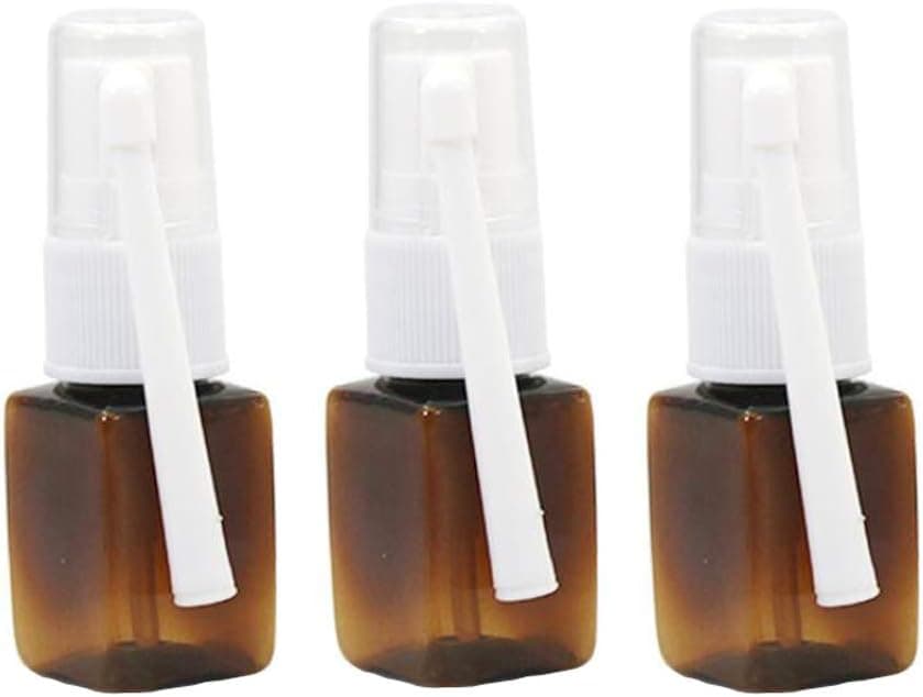 6PCS 10ml/0.33oz Square Empty Refillable 360 Degree Revolve Plastic Nasal Spray Bottles Fine Mist Sprayers Cosmetic Container Jar Holder Vial Storage For Perfumes Makeup Water Toner Brown