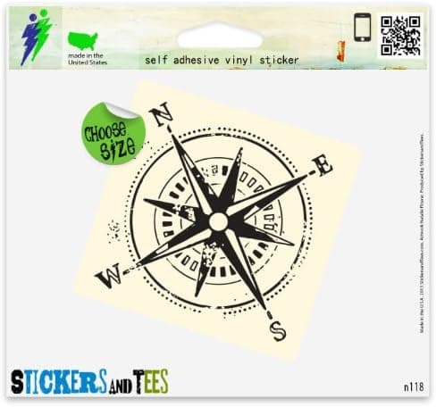 Compass Hiking Vinyl Car Bumper Window Sticker 2" x 2"