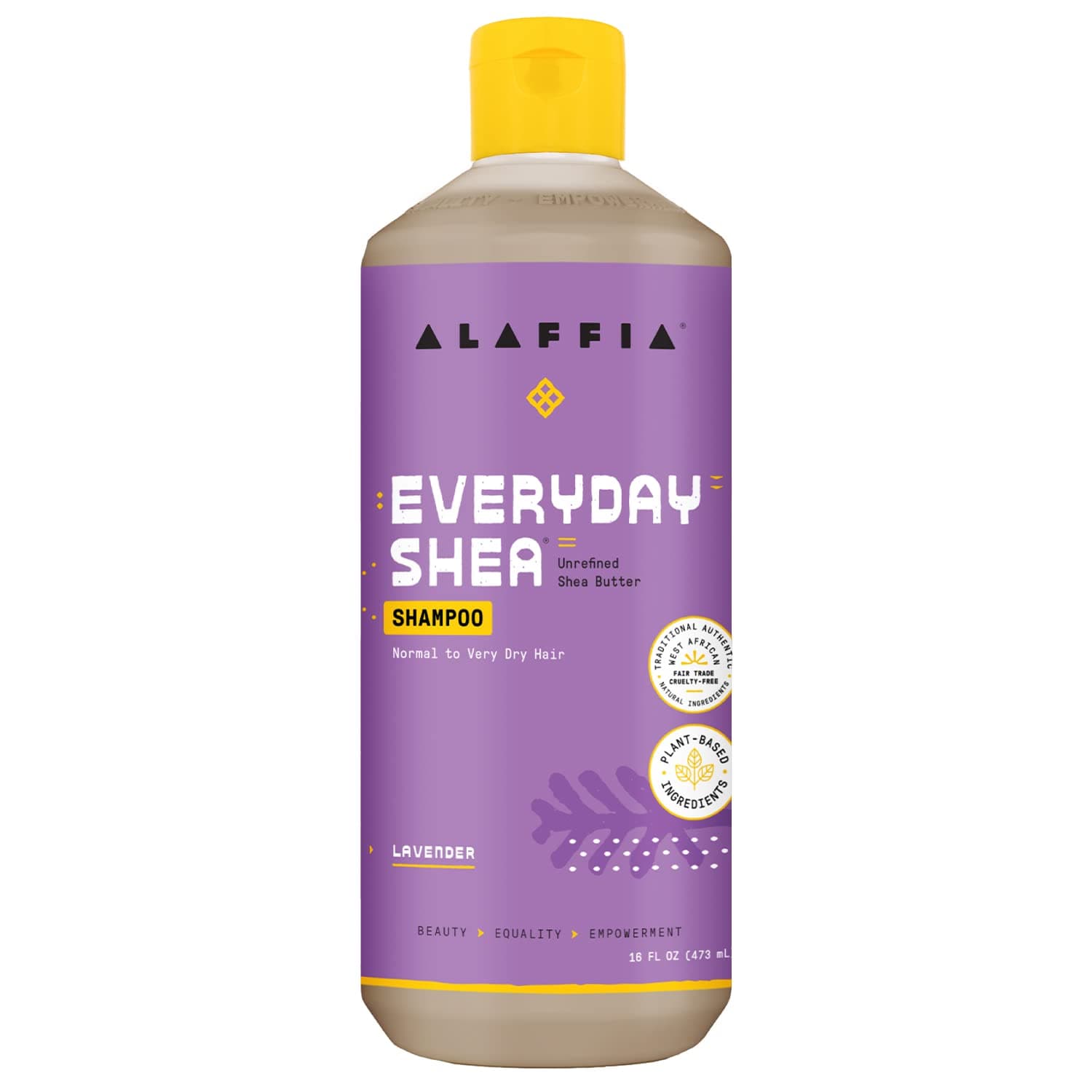 Alaffia EveryDay Shea Shampoo, Gently Cleansing Shampoo for Normal to Dry Hair. Made with Fair Trade Shea Butter, Cruelty Free, Vegan, No Parabens, Lavender 16 Fl Oz