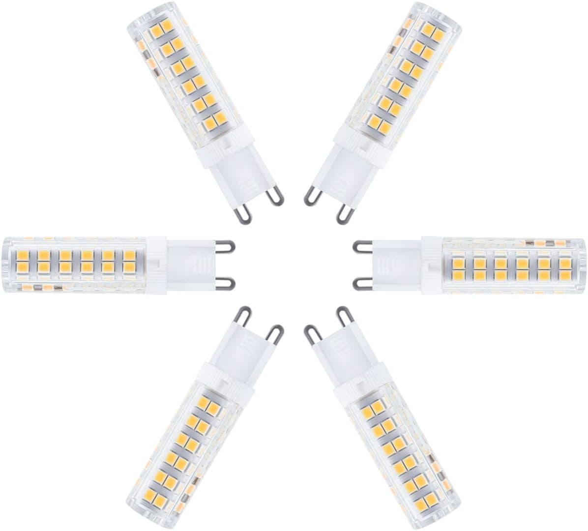GAWAR G9 LED Bulbs, 6W (60W Halogen Equivalent) 450LM Warm White 3000K G9 Base Home Lighting Chandelier Bulbs Dimmable Wide Beam Angle LED Bulb, Pack of 6