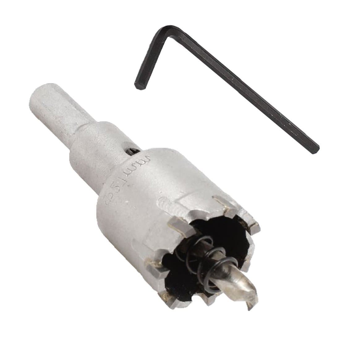 XMHF 27mm Cutting Dia HSS Twist Drill Bit Spring Loaded Hole Saw Cutter for Stainless Steel Plate