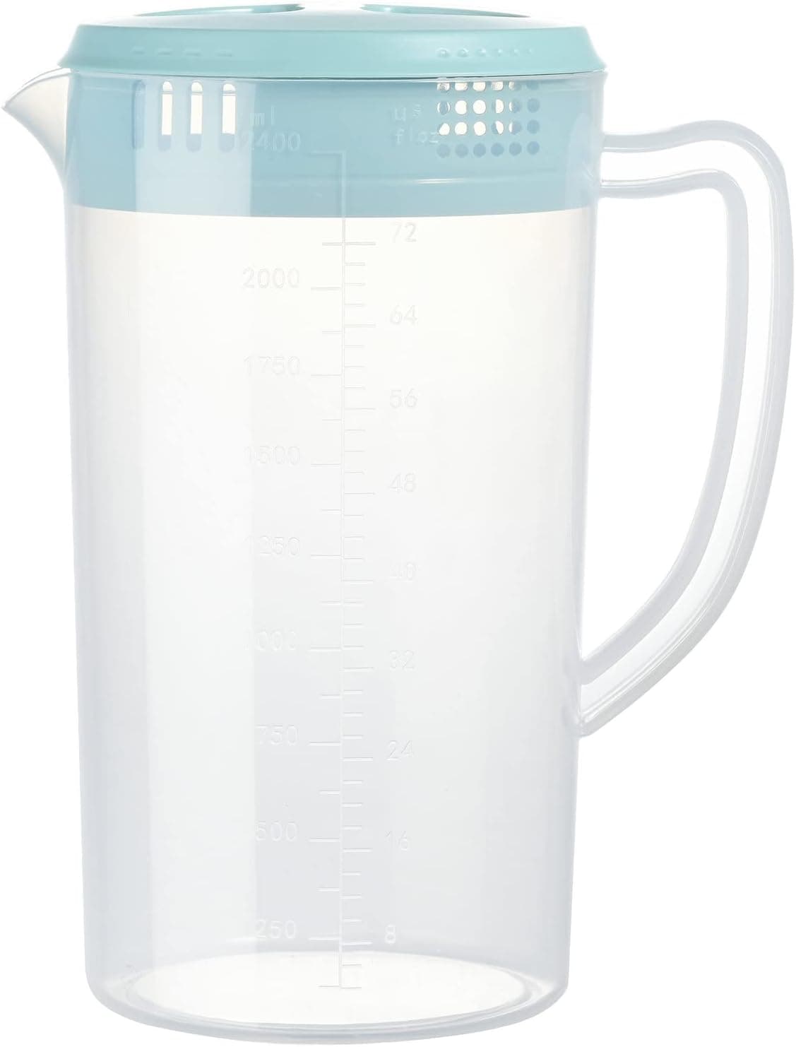 0.63 Gallon/2.4 Litre Plastic Pitcher with Lid BPA-FREE Eco-Friendly Carafes Mix Drinks Water Jug for Hot/Cold Lemonade Juice Beverage Jar Ice Tea Kettle (81oz, Blue)