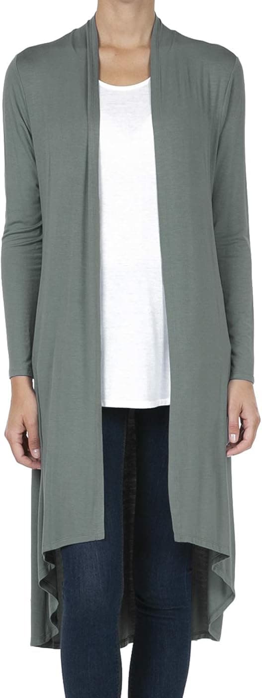 SHOP DORDOR Women's Long Sleeve Duster High Low Hem Long Open Front Drape Maxi Cardigan