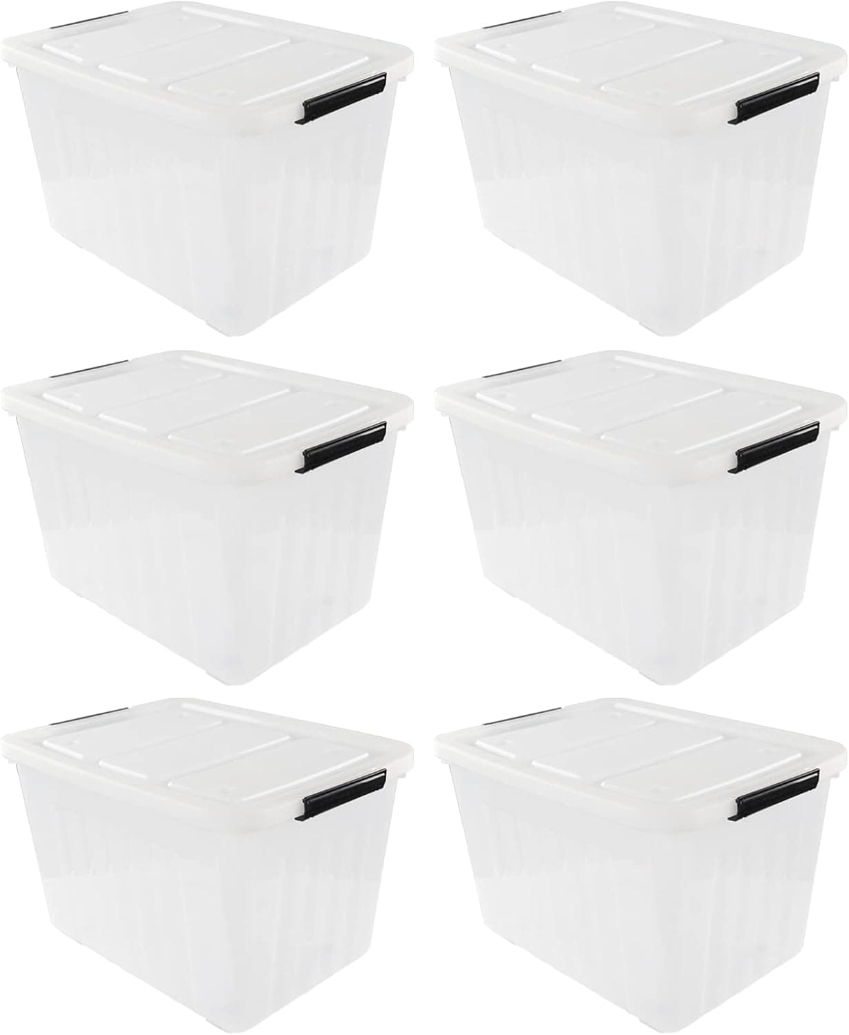 Xowine 6-Pack Large Storage Boxes, 70 L Clear Plastic Storage Bin with Wheels