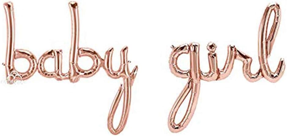 AnnoDeel 2pcs Baby GIRL Letter Foil Balloons, 40inch Rose gold One-piece Alphabet Big Pink Baby Girl Mylar Balloons for Baby Girl Shower Birthday Party Decorations Supply