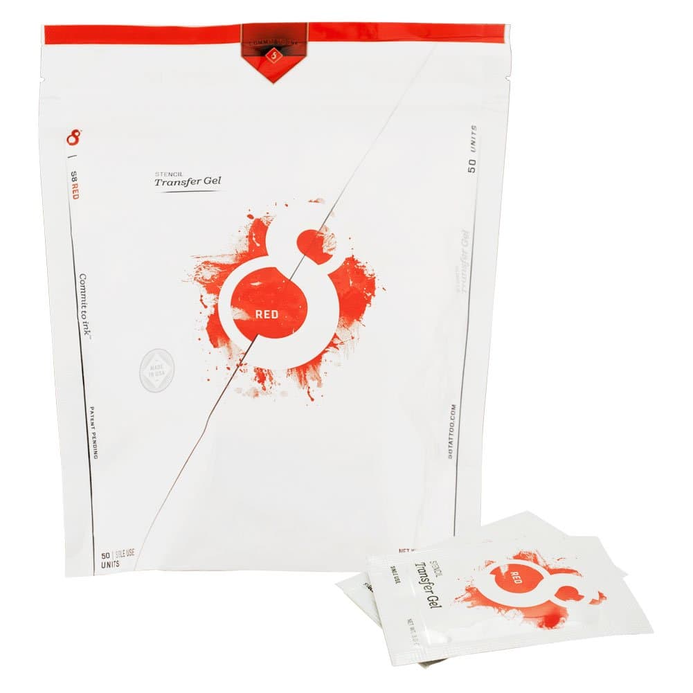 S8 RED Tattoo Stencil Transfer Gel Individual Packs 50 Count
