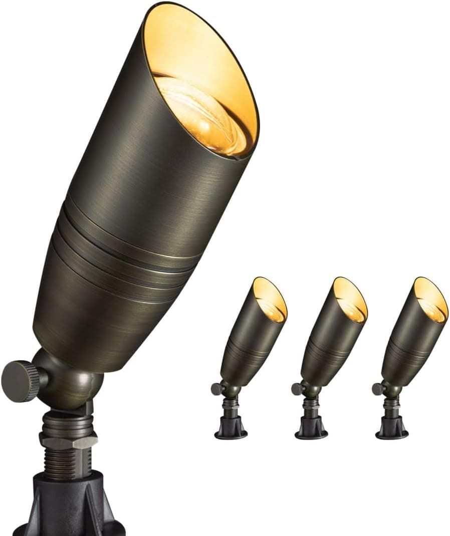 Gardenreet Solid Brass Landscape Spotlight,12V Low Voltage Directional Uplight Outdoor LED Landscape Light Fixture Without Bulb(4 Pack)