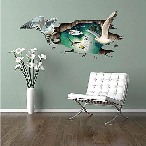 Woooow DIY 3D Seagull Removable Mural PVC Wall Art Decal Sticker