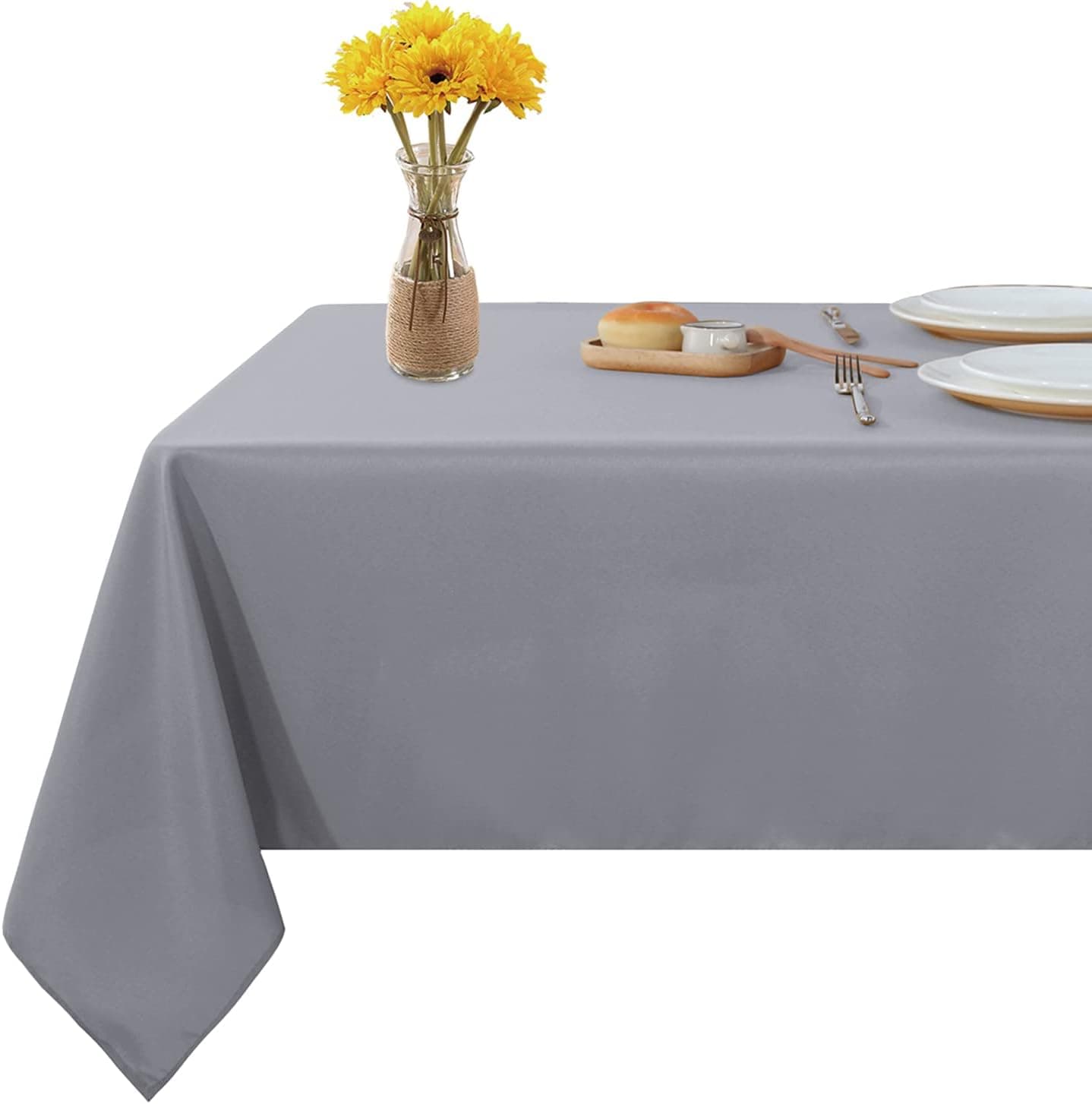 Fitable Square Tablecloth 60x60 inch Tablecloth Stain and Wrinkle Resistant Washable Polyester Table Cloth, Decorative Fabric Table Cover for Dining Table, Buffet Parties and Camping Light Grey