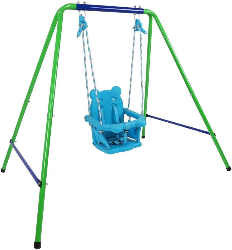 Toddler Swing Playset, Heavy-Duty Baby Indoor/Outdoor Play & Swing Sets with Safety Harness for 0-3 Years