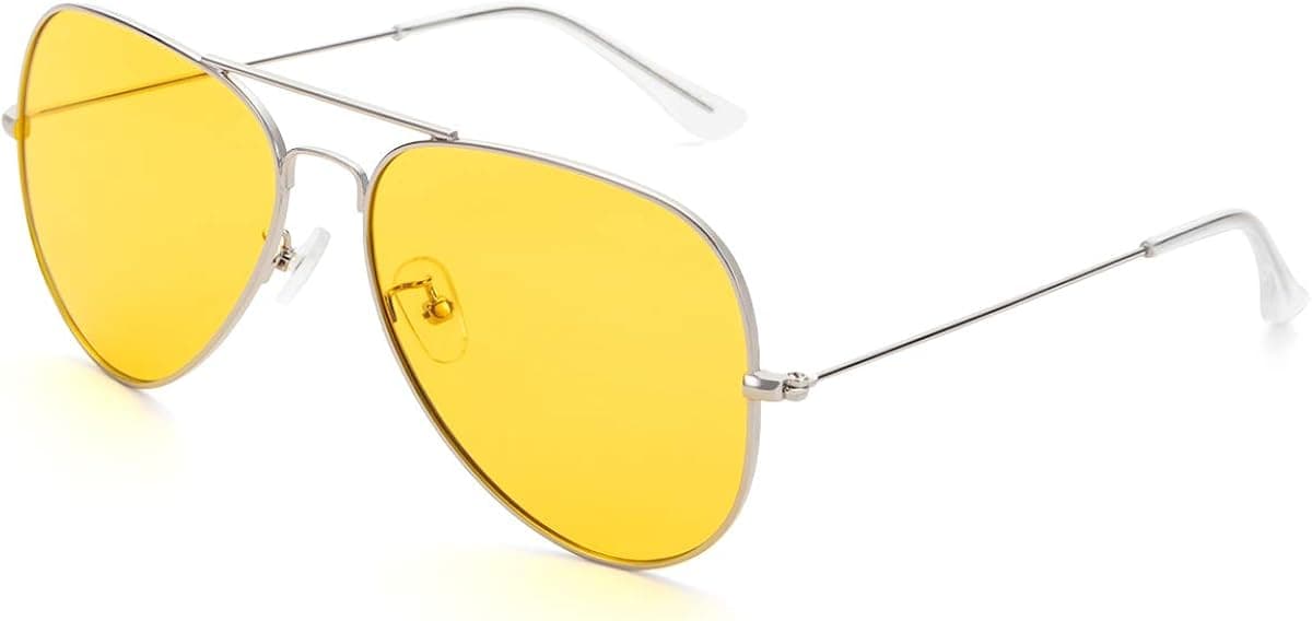 Night Vision Glasses for Driving, Anti-Glare Polarized Aviator Night Driving Glasses Lightweight Metal Frame