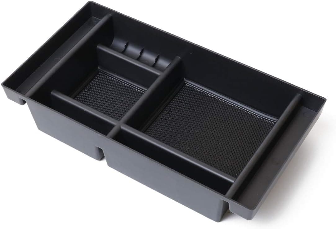 KAFEEK for 2019 GMC Sierra 1500 Accessories Chevy Silverado 1500 Center Console Organizer, Armrest Box Secondary Storage, Black Insert Tray