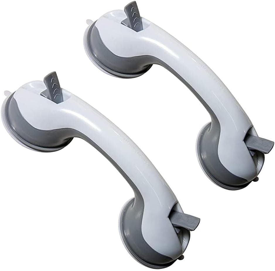 Folox 2 Pack Ultra Grip Safety Suction Grab Bars Shower Handles for Elderly, Seniors, Disabled, Handicap Assistance, Bathroom Balance Bar Safe Hand Rail Support Tub, Showers, Bathtubs, Walls, 12-inch