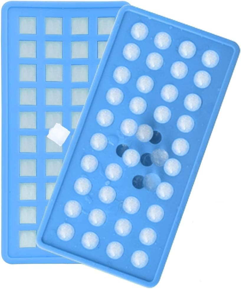 TINANA Mini Ice Cube Trays Reusable 40 Ice Cube Tray Easy-Release Silicone Ice Cube Mold Stackable Ice Maker for Homemade Whiskey Cocktail Wine Milk Juice (Blue 2pack)