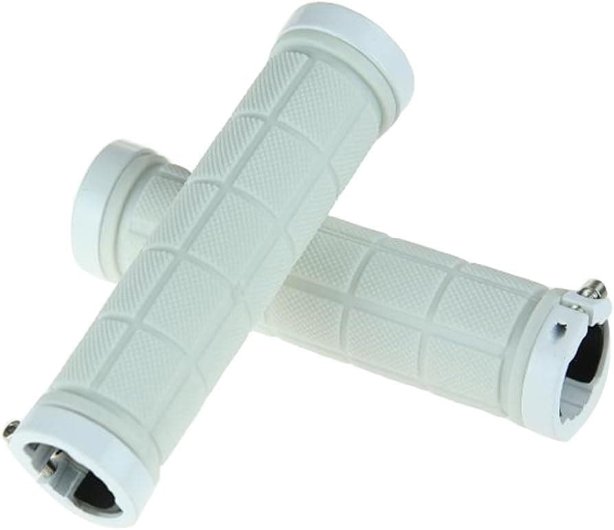 Allnice BC-607 A Pair Colorful Antiskid Shockproof Aluminum Alloy Locking Ring Comfy Soft TPR Rubber Lock On Locking Bike Bicycle Cycling Handle Grip Handlebar Cover for Bicycle Mountain Bike BMX Folding Bike and etc (White)