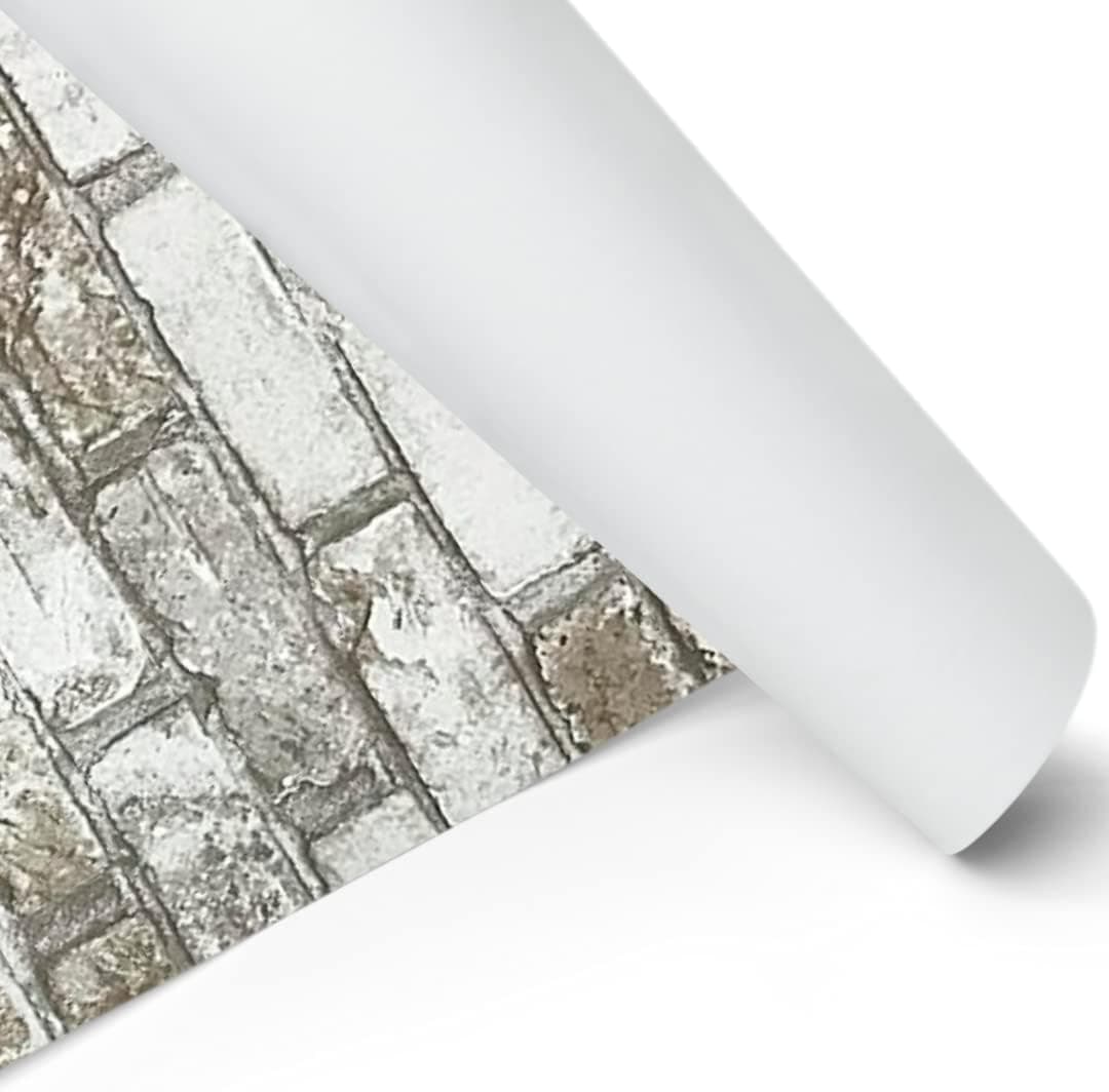 Slavyanski Vinyl Wallpaper Gray Grey White Brown Rust Rustic coverings Textured Pattern Vintage Realistic Stone Faux Brick Double Rolls loft wallcoverings Wall Paper Decor Textures 3D Washable Modern