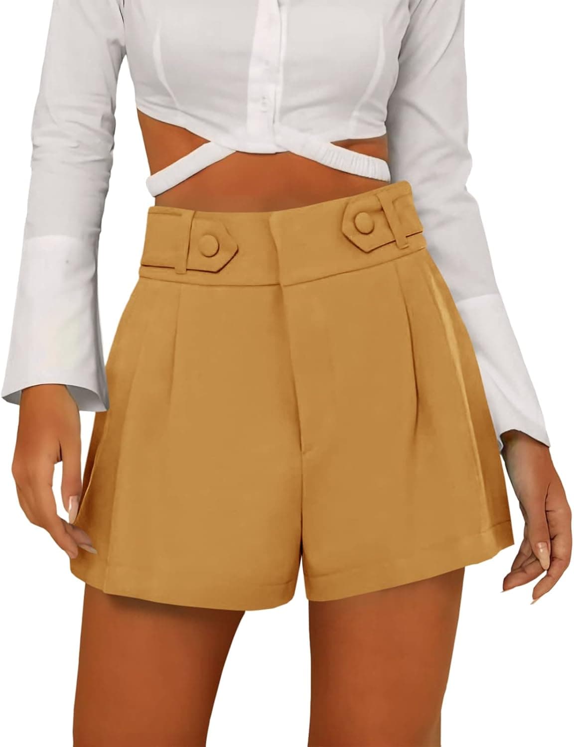 Teurkia Women's Summer Shorts High Waist Loose Casual Blazer Shorts with Pockets