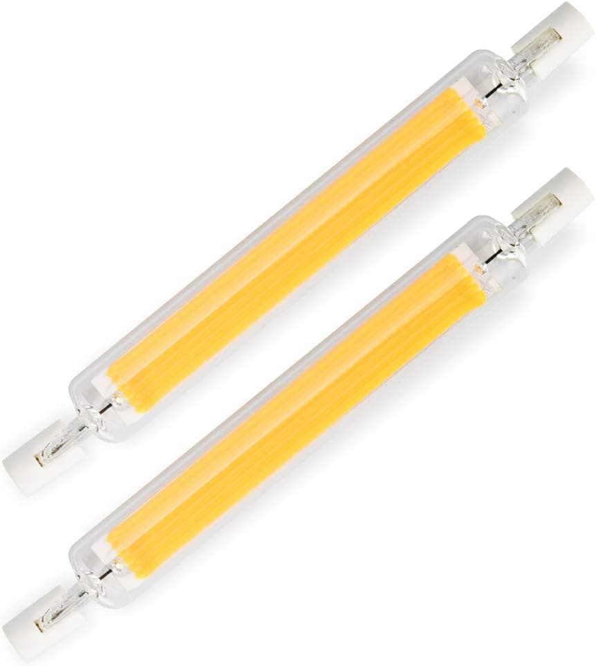2 Pack J 78mm R7S LED Bulb T3 - Dimmable - 45 W Halogen Equivalent Bulb - 120V 5W - Daylight White 6000K J Type Base Double Ended Floodlight Bulb 360° Beam Angle Tungsten Filament - Landscape Lights