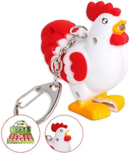 Animal LED Keychain with Sound (Rooster - 3-Pack)