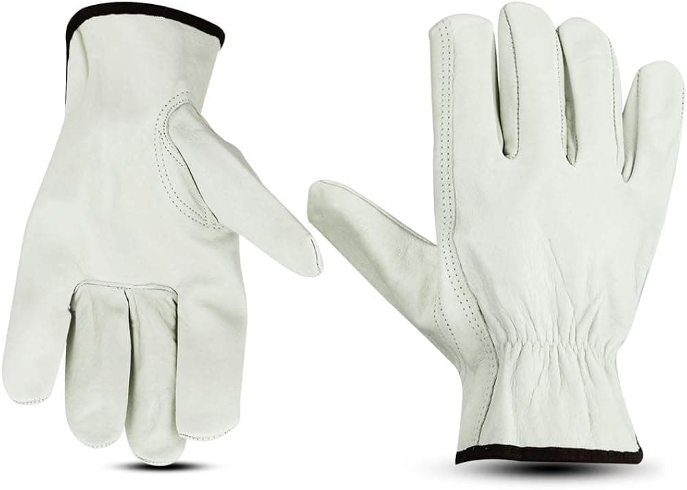Glove Station Un-lined Top Grain Beige Cowhide Leather Driver Work Gloves Hand Protection