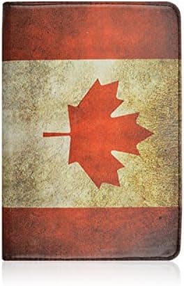 Moonmini Vintage Canadian Flag PU Leather Flip Folio Case Cover Swivel Stand with 360 Degrees Rotating for Apple iPad Mini/Mini 2