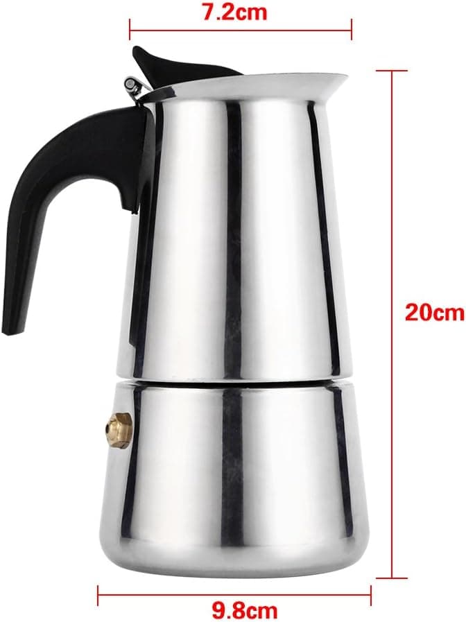 Coffee Maker, Stainless Steel Moka Coffee Pot Percolator Stovetop Espresso Latte Maker Percolator Stove Top Filter Coffee Maker Pot Easy Clean (300ML 6 Cup)