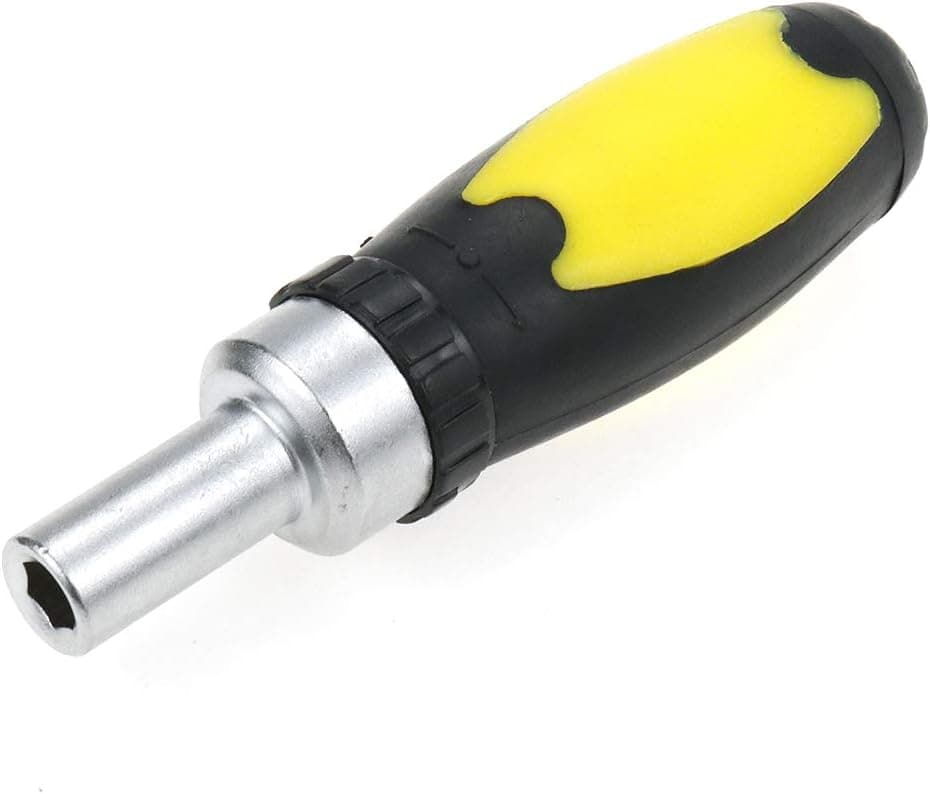 Autoly 1/4 inch Hex Ratcheting Handle Screwdriver Hex Stubby Ratcheting Screwdriver,with Rubber Grip Handle,Pack Of 1