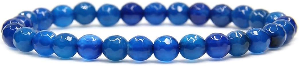 Amandastone Natural Gemstone 6mm Round Beads Stretch Bracelet 7 Inch