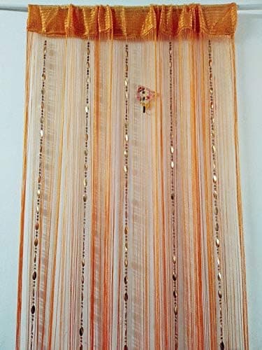 ave split 100cmX200cm Decorative Door String Curtain Beads Wall Panel Fringe Window Room Divider Blind for Wedding Coffee House Parts Door Divider Beads Tassel Screen Decoration (Orange 25)