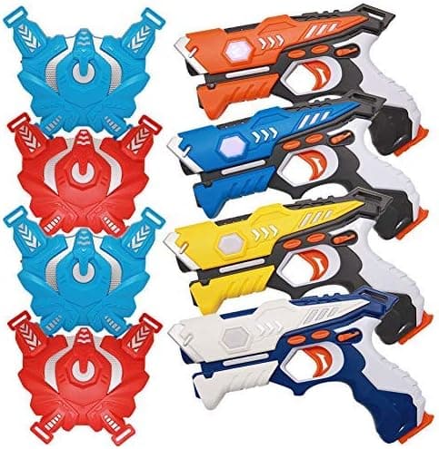 YOFIT Set of 4 Lazer Tag Toys, Infrared Laser Tag Set with Vests, Lazer Guns and Vests